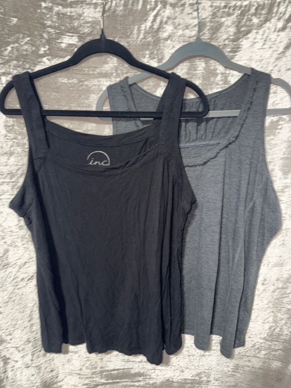 INC International Concepts Black and Gray Tank Tops - Scoop Neck Duo